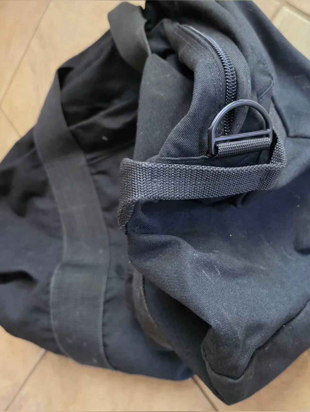 Eddie Bauer Classic Black Canvas Duffel Bag - EUC